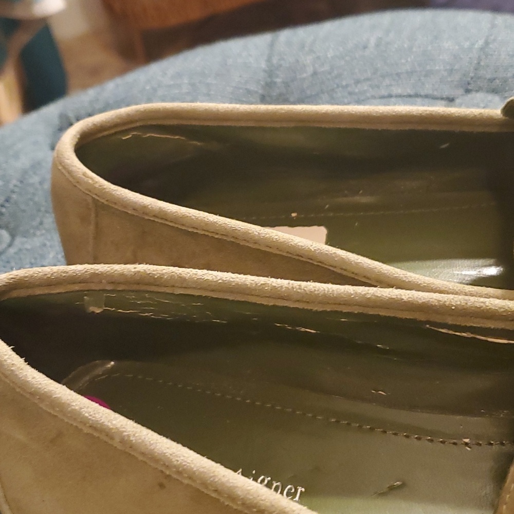 Etienne Aigner Suede Loafers; Sage Green; 8.5 - Picture 3 of 6